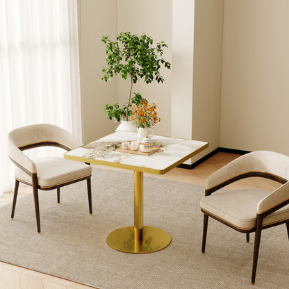 Square Modern Dinning Table 31.5 inches Bistro Table Tulip Table with Faux Marble top,Easy Assemble,Sturdy Metal Frame Diameter