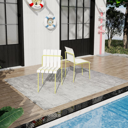 Cream Yellow Metal Patio Chairs for Poolside or Garden Seating
