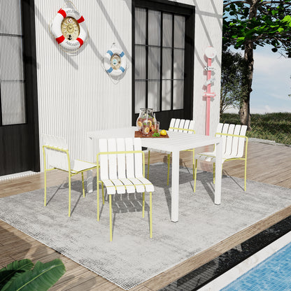 Cream Yellow Metal Patio Chairs for Poolside or Garden Seating