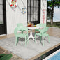 Summer - Haze Green Polypropylene Single-Side Chair- One-Piece Design for Indoor & Outdoor Use with 36 Inch Indoor/Outdoor Modern White Round PP Table