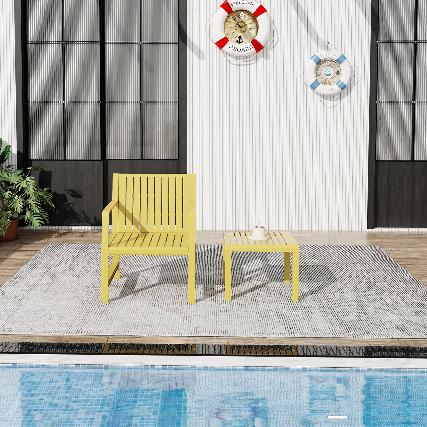 Yellow 2-Piece Patio Set - Weather Resistant Furniture