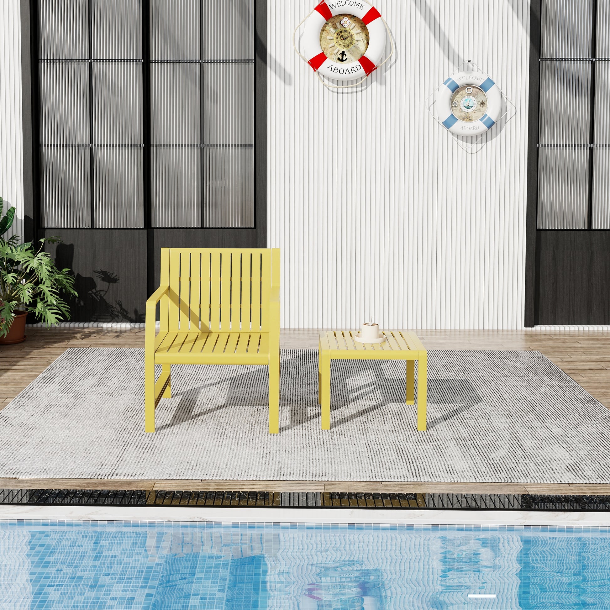 Yellow 2-Piece Patio Set - Weather Resistant Furniture