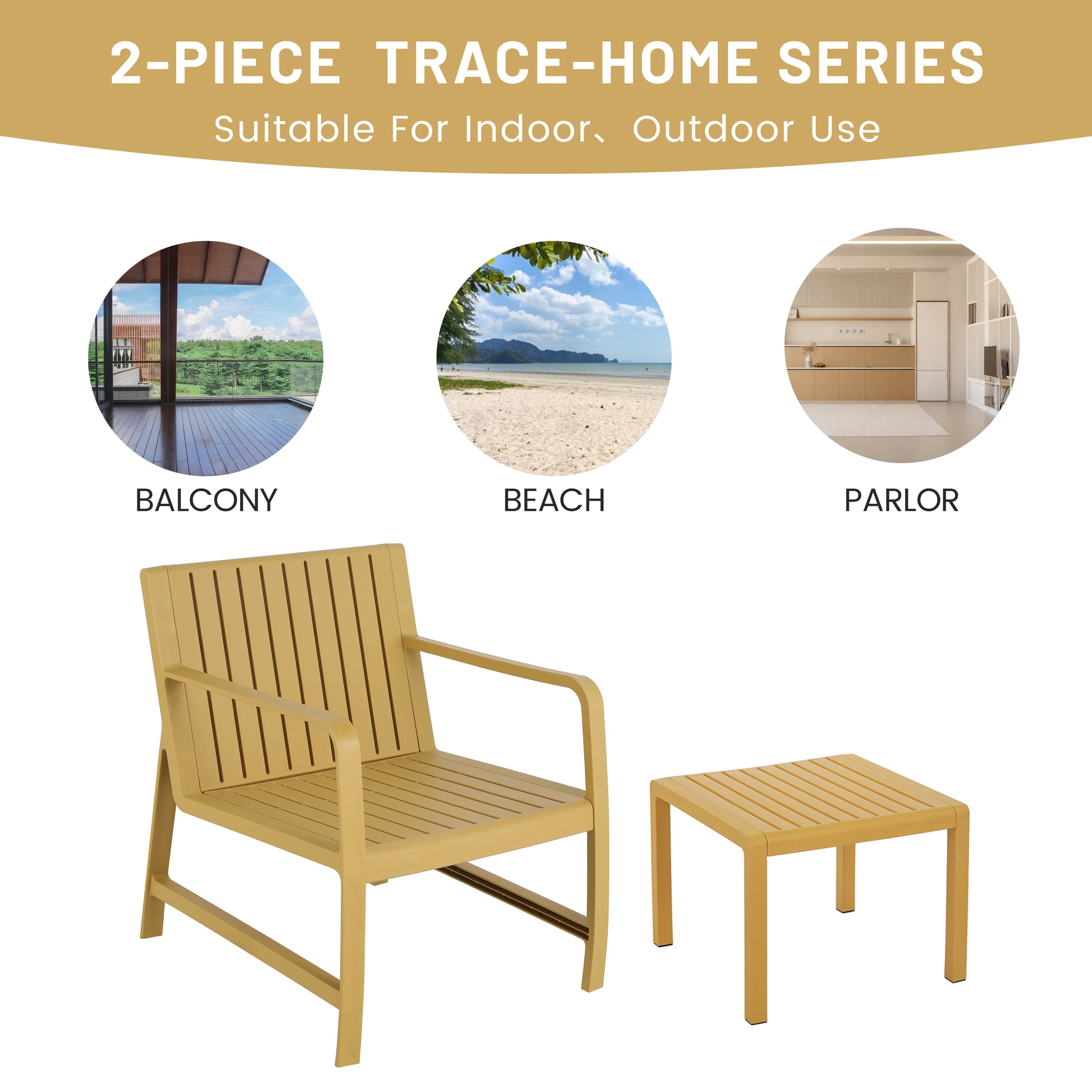 Yellow 2-Piece Patio Set - Weather Resistant Furniture