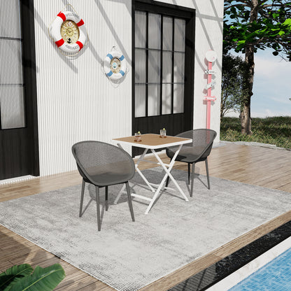Warm Grey Polypropylene Patio Chairs - 2 Pack Lightweight Lounge Seating