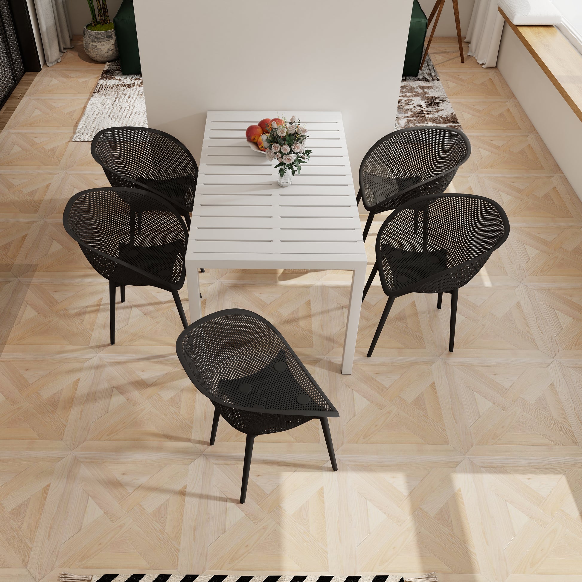 Warm Grey Polypropylene Patio Chairs - 2 Pack Lightweight Lounge Seating