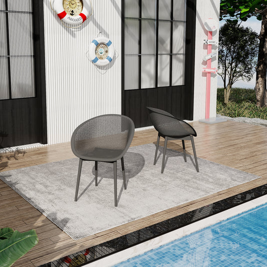 Summer - 2-Pack Modern Lounge Chairs – Indoor/Outdoor All-Weather PP Plastic, Lightweight  for Patio, Beach, Living Room (Warm Grey)