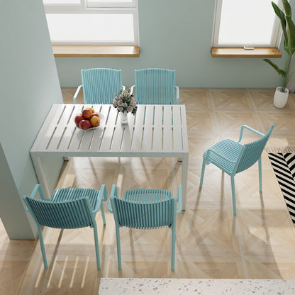 Light Blue Stackable Patio Chairs - 4 Modern Armchairs for Outdoor Spaces