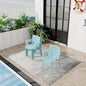 Summer - 4pcs Modern Stackable Plastic Armchair for Indoor/Outdoor Use – Ergonomic Slatted Back Design, All-Weather PP Material, Light Baby Blue – Patio, Balcony, Cafe