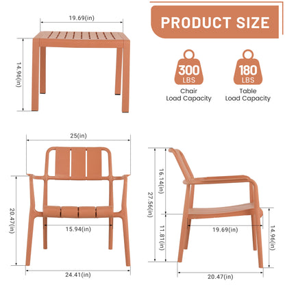 2-Piece Apricot Brown Patio Set - Chairs & Coffee Table
