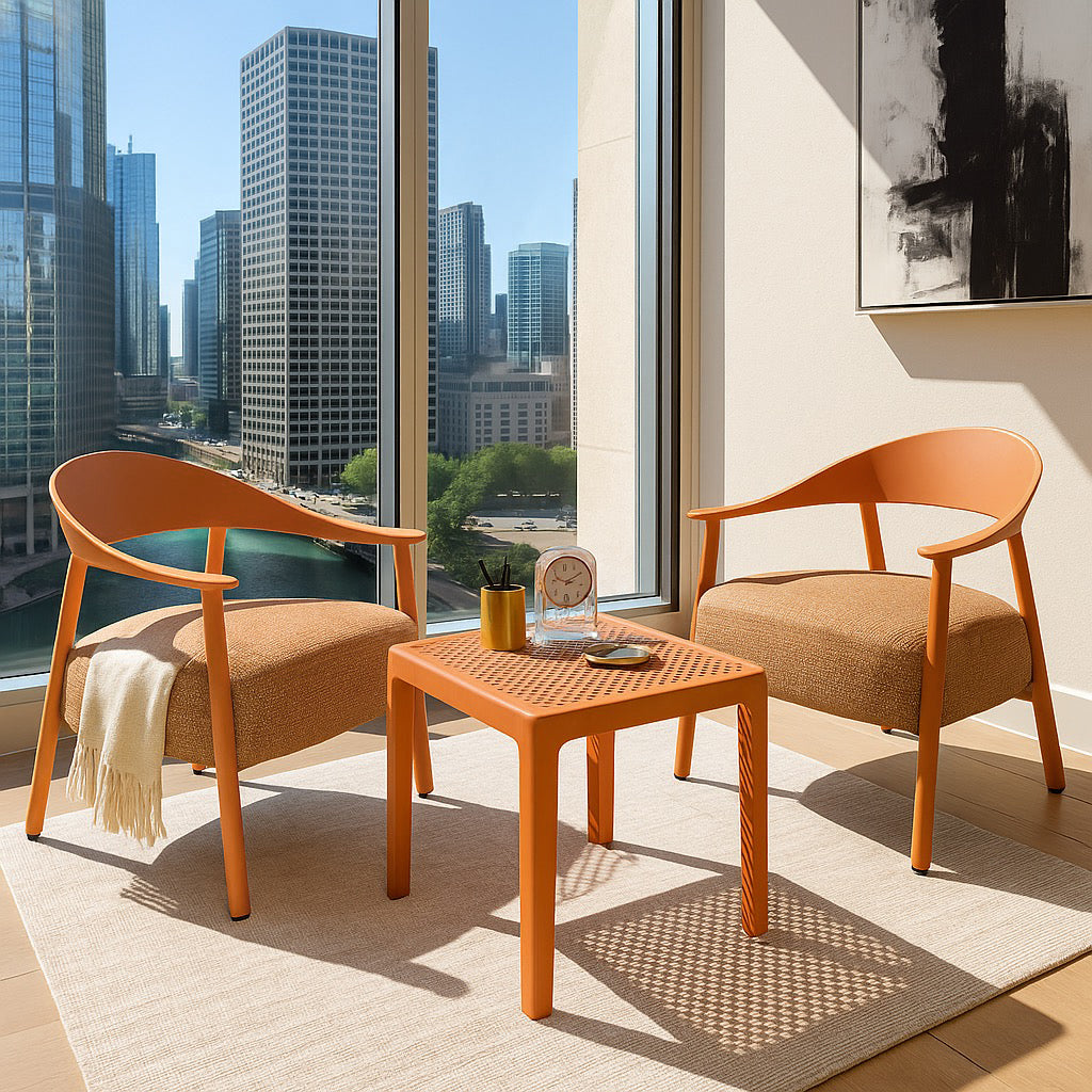 2-Piece Apricot Brown Patio Chair Set with Cushions