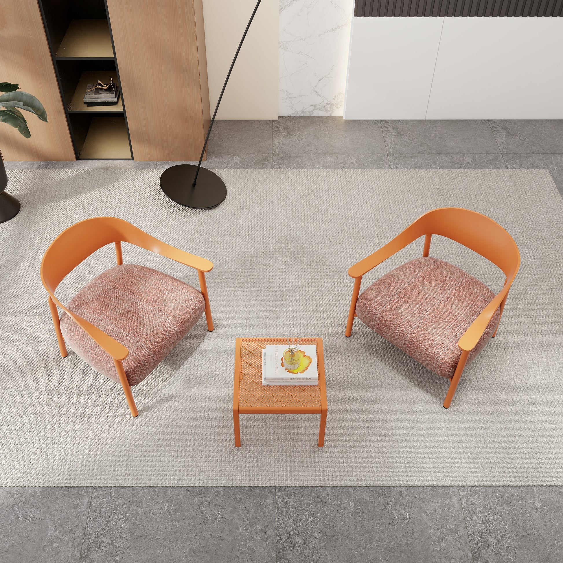 2-Piece Apricot Brown Patio Chair Set with Cushions