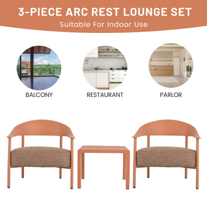 2-Piece Apricot Brown Patio Chair Set with Cushions