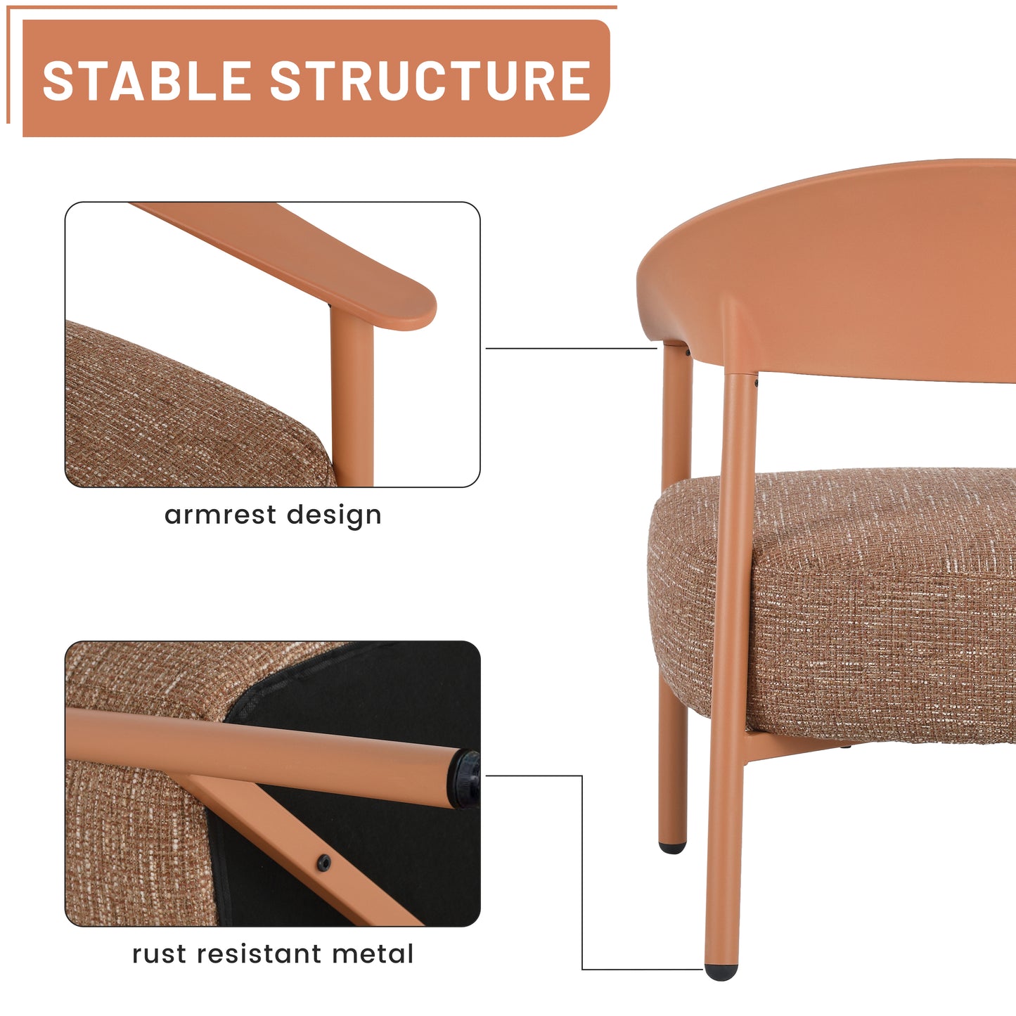 2-Piece Apricot Brown Patio Chair Set with Cushions