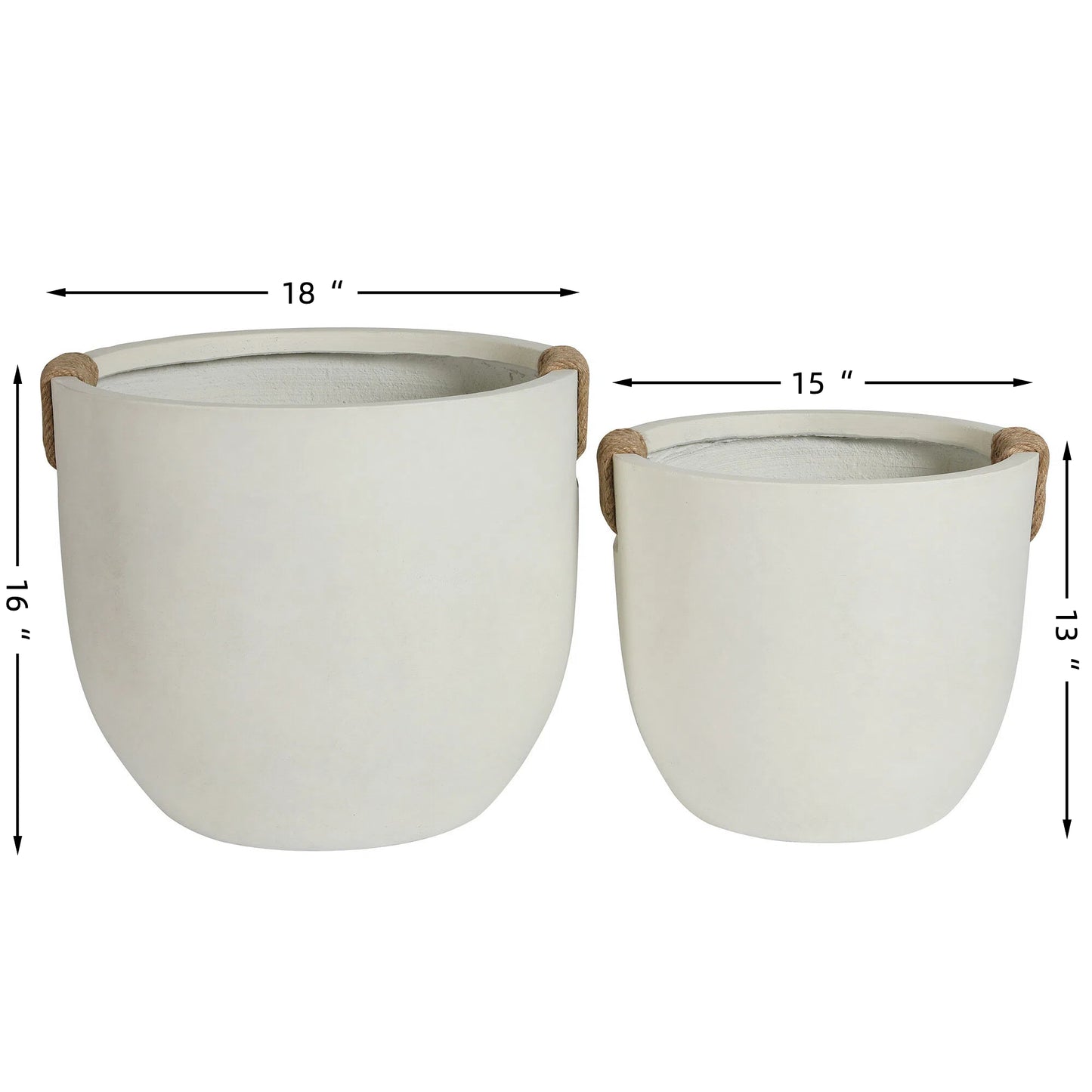 Off White Magnesium Oxide Planters - Large Garden Pots for Patio & Deck
