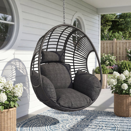 EGG CHAIR, BLACK, WATER PROOF, STAND WITH 350 LBS