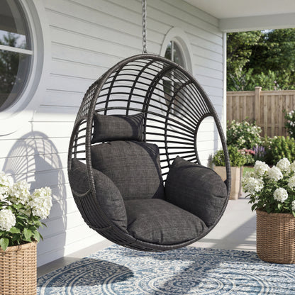 EGG CHAIR, BLACK, WATER PROOF, STAND WITH 350 LBS