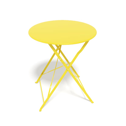 Outdoor Antique Yellow Bistro Table & Chairs Set - 2 Person Folding Patio Furniture