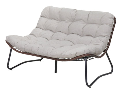Brown Steel Rattan Loveseat - Outdoor Patio Furniture
