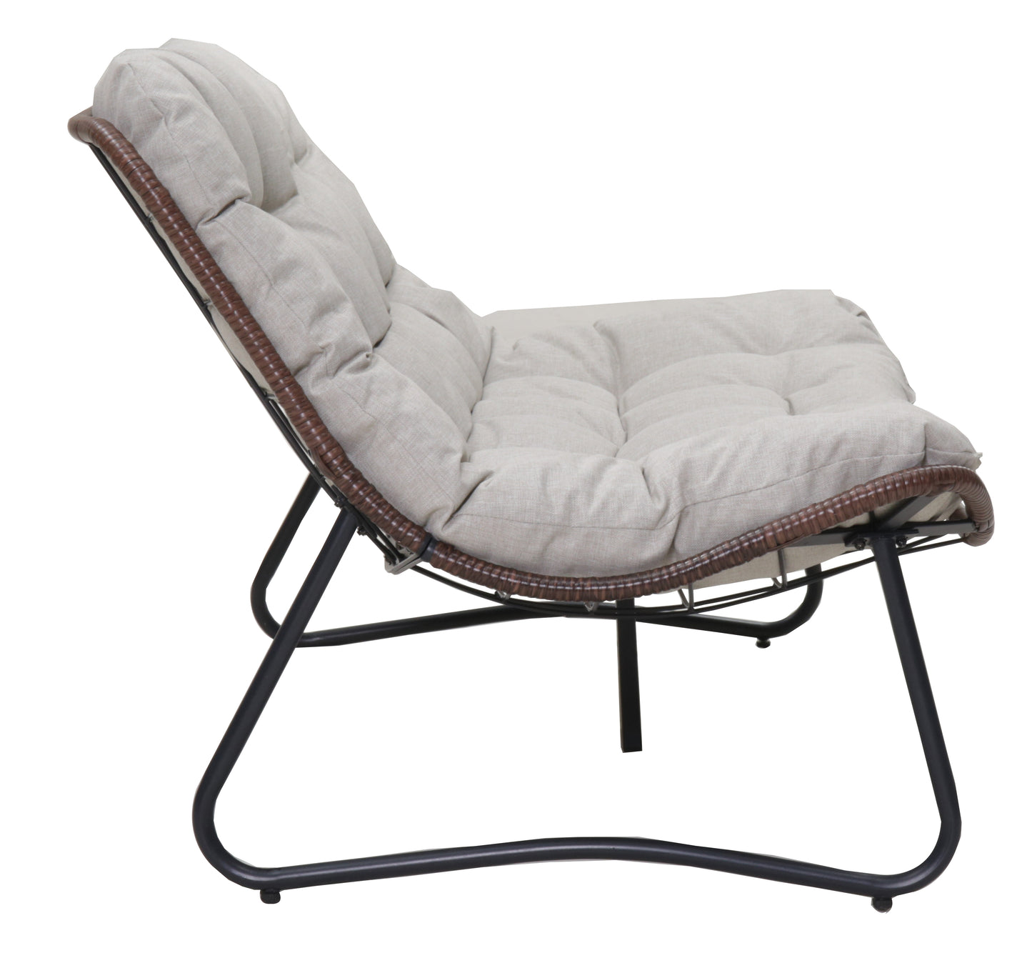 Brown Steel Rattan Loveseat - Outdoor Patio Furniture
