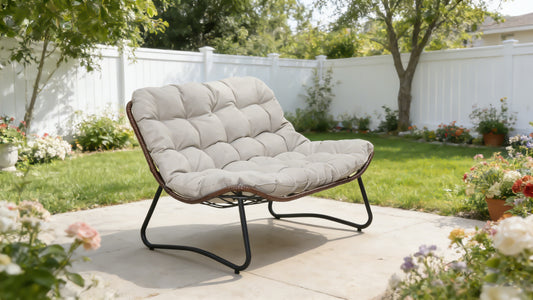 Patio Loveseat Sofa, Outdoor Wicker Loveseat with Luxury Thick Cushion, All-Weather Patio Furniture Set, Outdoor Glider Bench for Garden Balcony Backyard