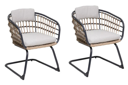 Beige Steel Patio Dining Set - 2 Chairs