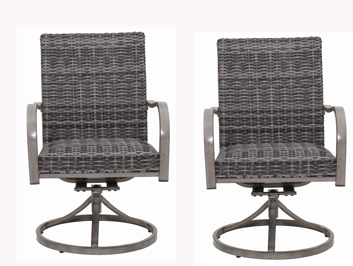 2PCS Outdoor Wicker Swivel Dining Chair  – water washed cotton chair .Sturdy Iron Frame for All-Weather Patio Use