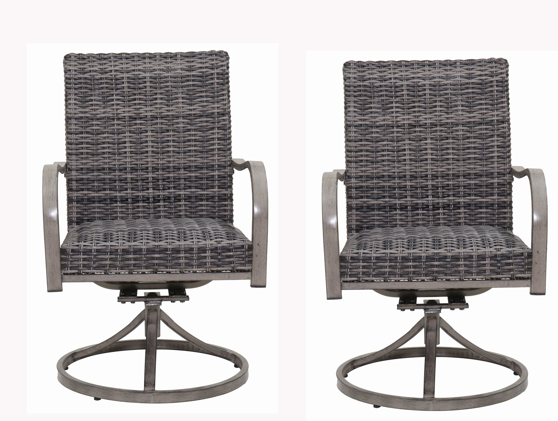 2PCS Outdoor Wicker Swivel Dining Chair  – water washed cotton chair .Sturdy Iron Frame for All-Weather Patio Use