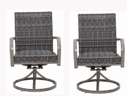 2PCS Outdoor Wicker Swivel Dining Chair  – water washed cotton chair .Sturdy Iron Frame for All-Weather Patio Use
