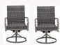 2PCS Outdoor Wicker Swivel Dining Chair  – water washed cotton chair .Sturdy Iron Frame for All-Weather Patio Use