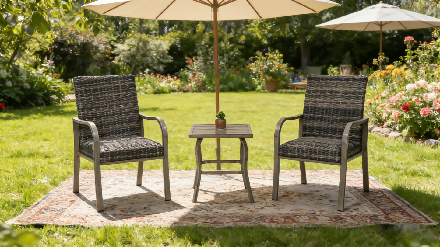 Brown White Outdoor Dining Chairs - 2 Piece Patio Set