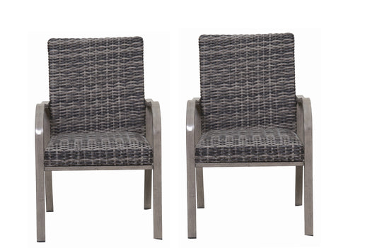 2PC Outdoor  Dining Chair, Hand -painted frame, water washed cotton  Seat for Garden, Backyard, Poolside