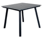 Square Patio Dining Table with Umbrella Hole, Heavy-Duty Iron Frame Wood-Plastic Composite Tabletop, All-Weather Outdoor Indoor Table for Garden, Balcony, Backyard