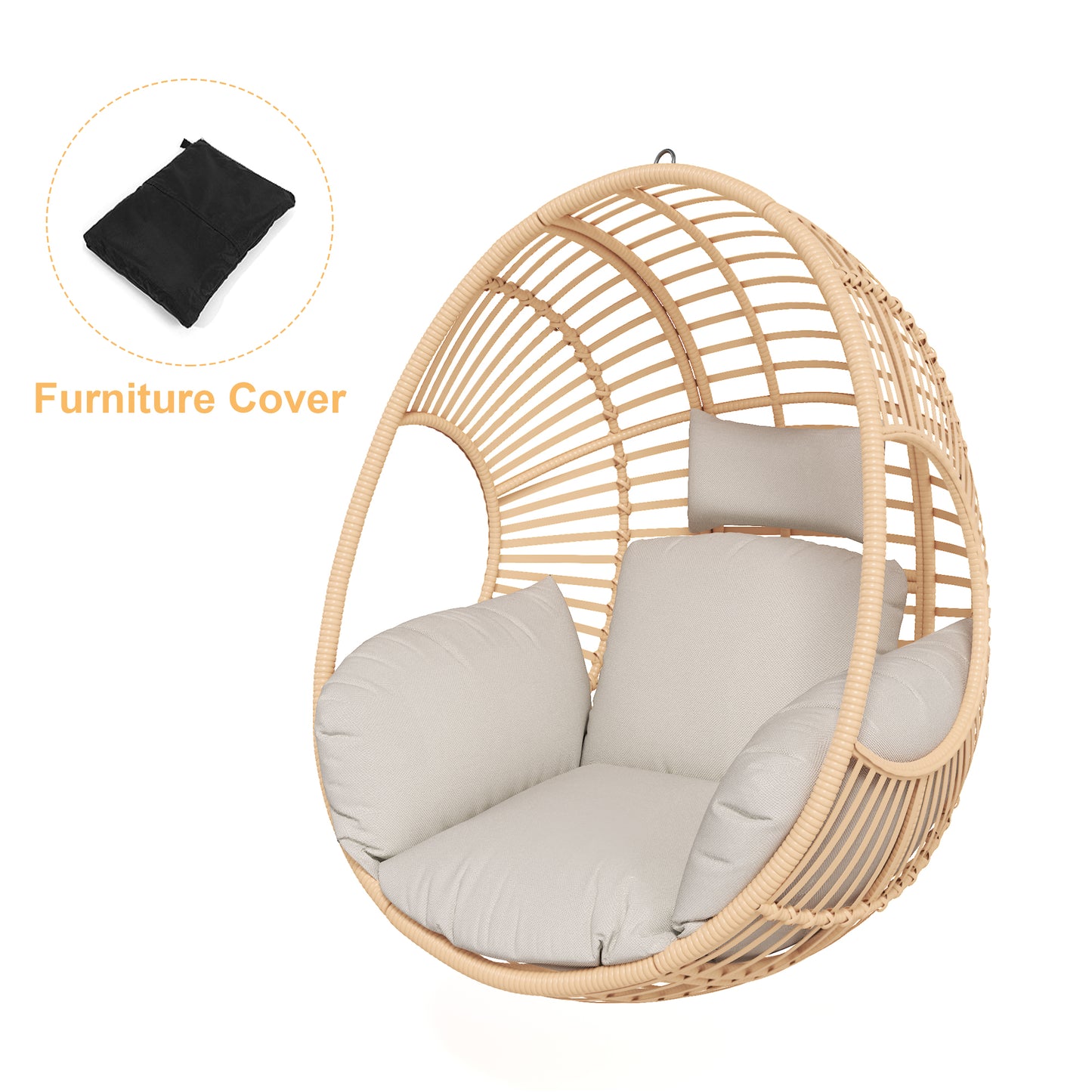 Natural Wicker Outdoor Swing Chair for Garden or Poolside Lounge