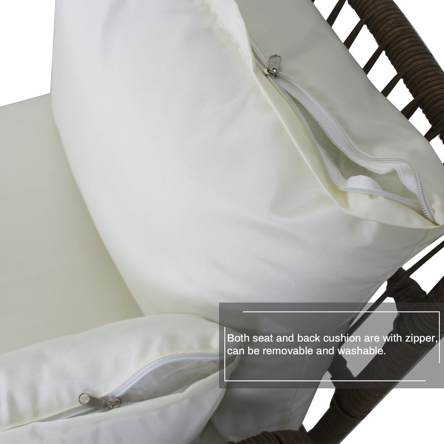 6-Piece Patio Furniture Set - Natural Wicker Sofa with Cushions