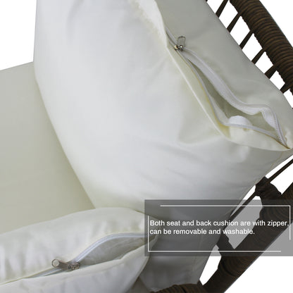 6-Piece Patio Furniture Set - Natural Wicker Sofa with Cushions