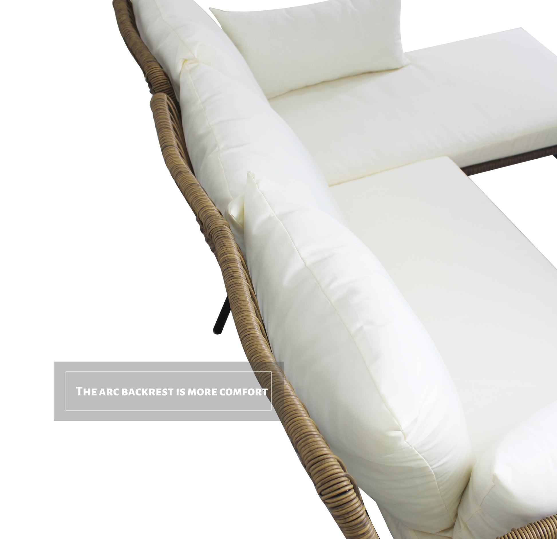 6-Piece Patio Furniture Set - Natural Wicker Sofa with Cushions