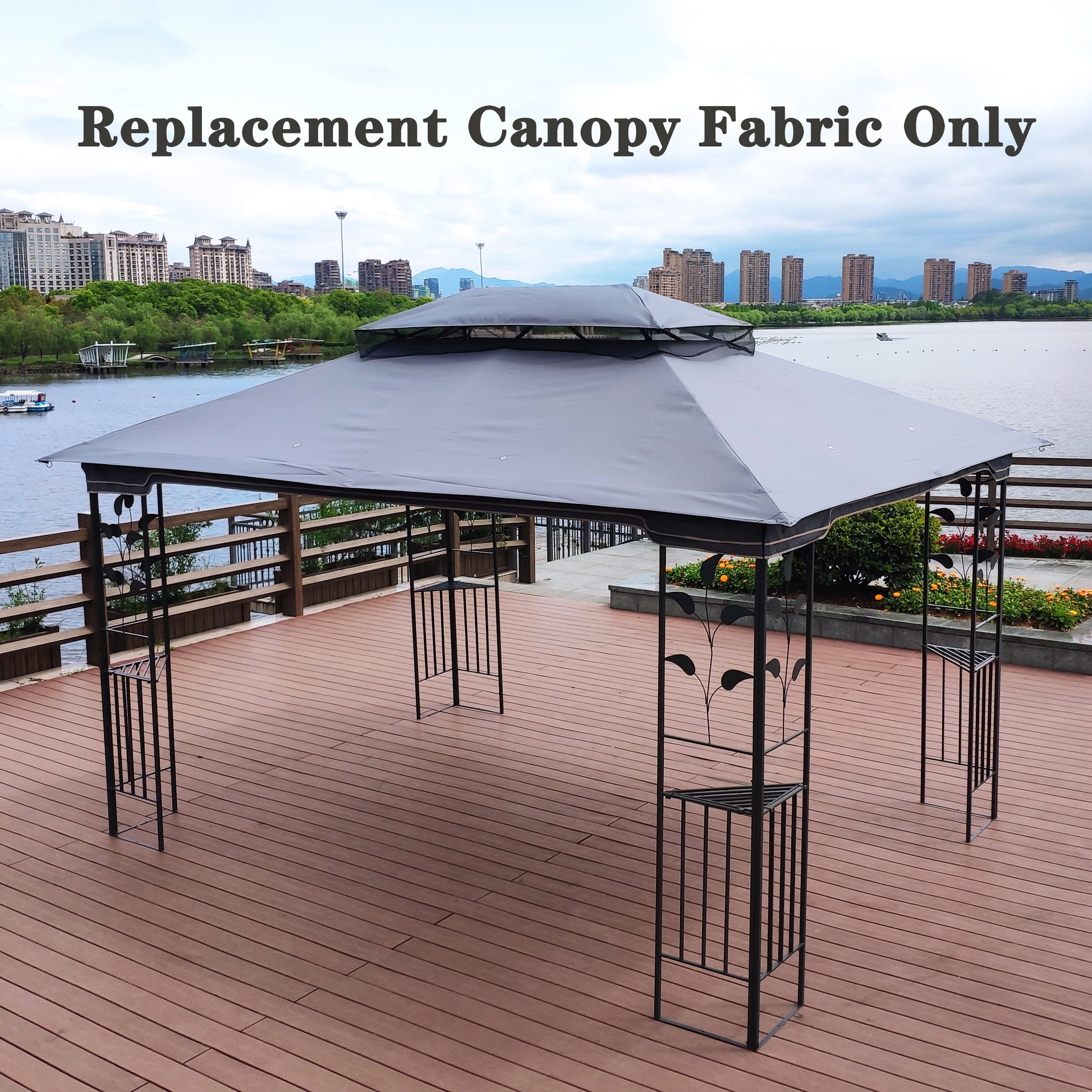 13x10 Ft Patio Gazebo Canopy - Gray Replacement Top Fabric