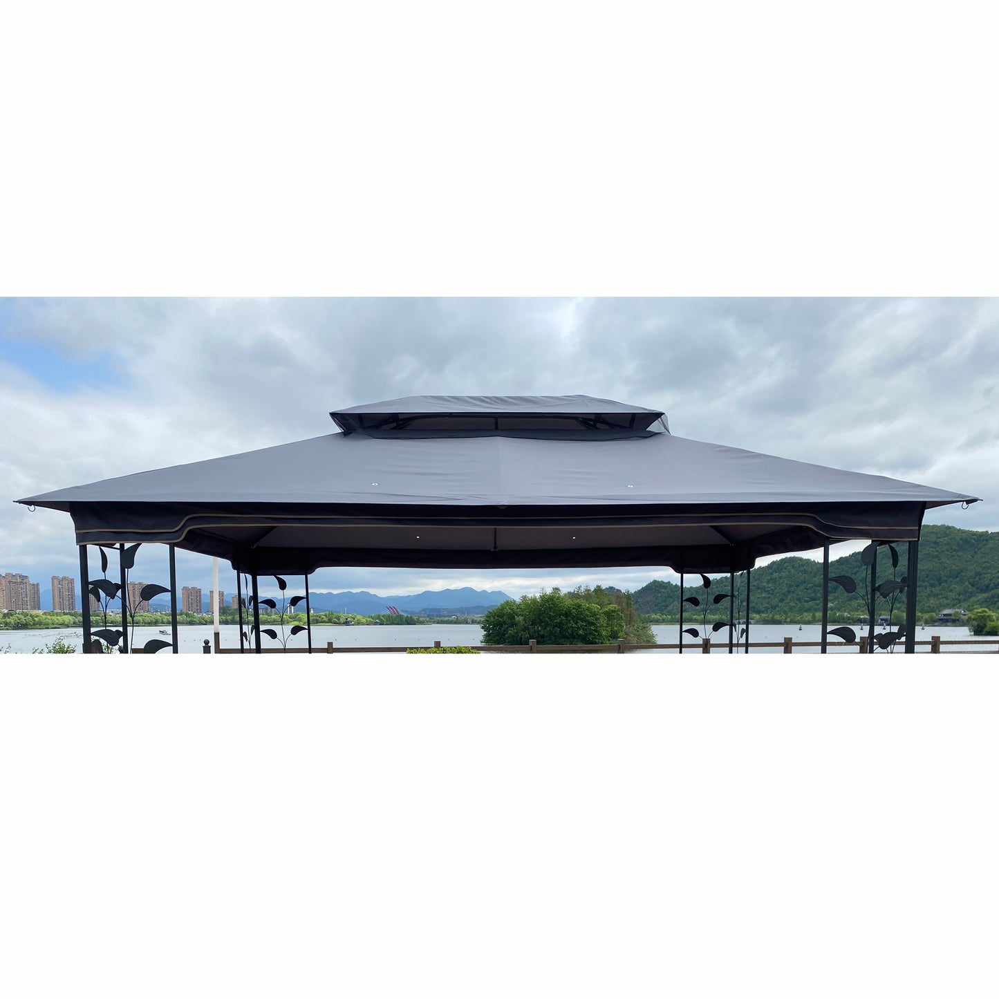 13x10 Ft Patio Gazebo Canopy - Gray Replacement Top Fabric