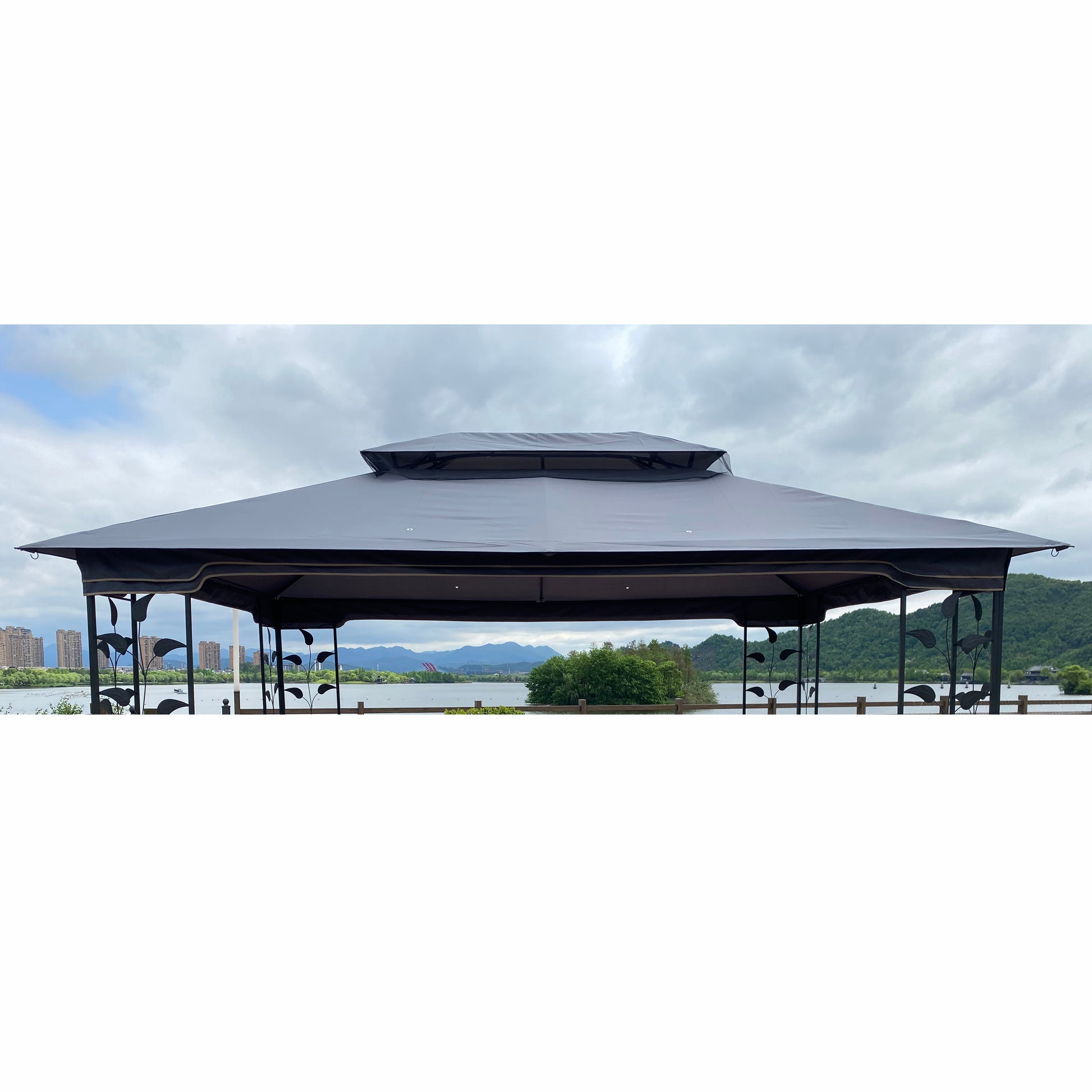 13x10 Ft Patio Gazebo Canopy - Gray Replacement Top Fabric