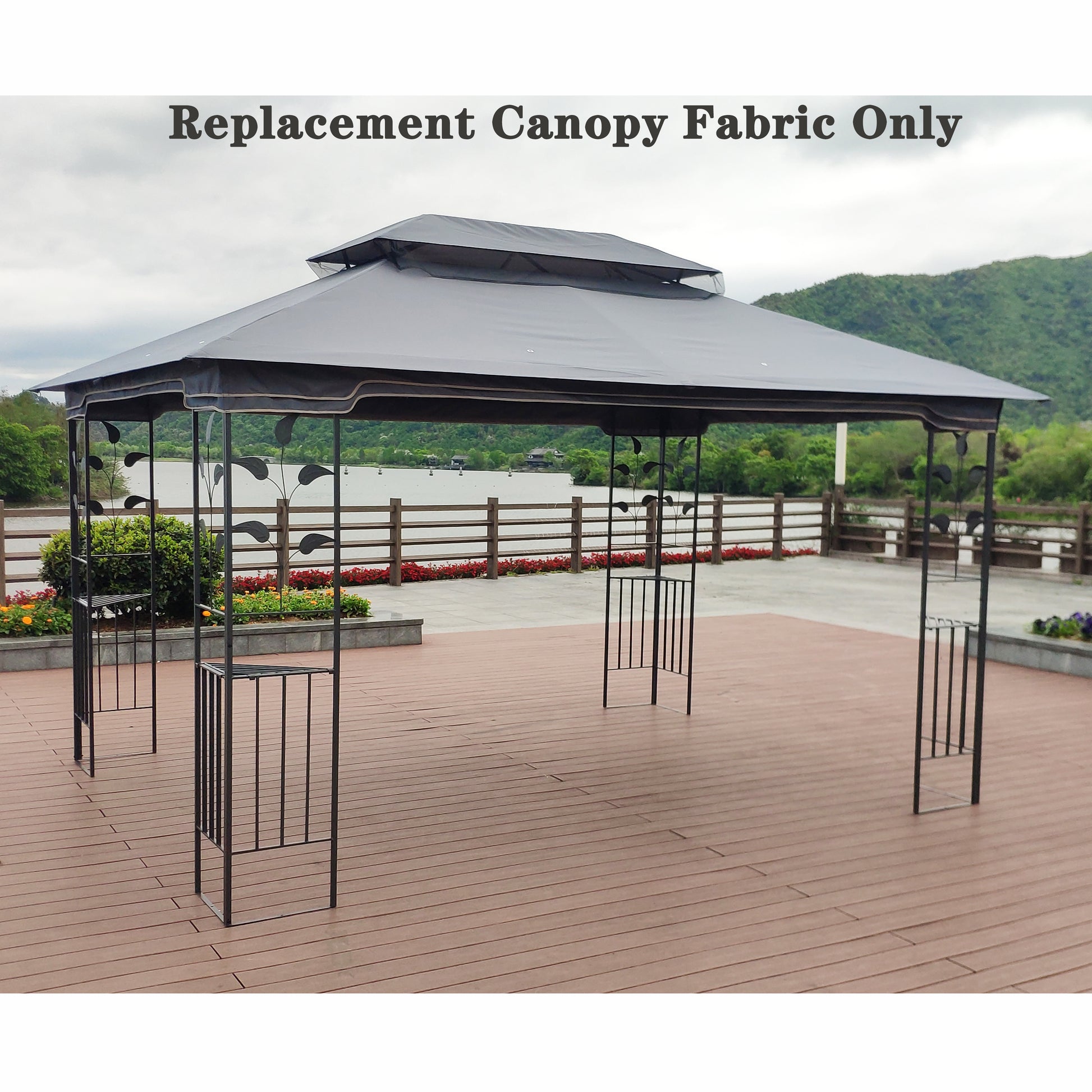 13x10 Ft Patio Gazebo Canopy - Gray Replacement Top Fabric