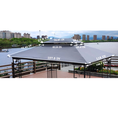 13x10 Ft Patio Gazebo Canopy - Gray Replacement Top Fabric