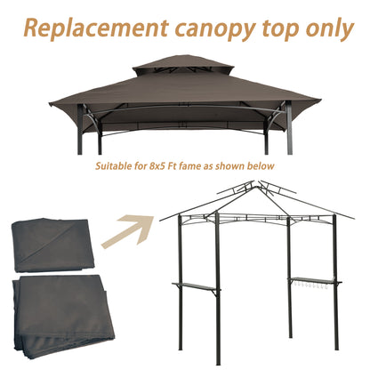 8x5 Ft Grill Gazebo Replacement Canopy - Brown Fabric