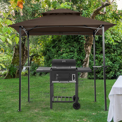 8x5 Ft Grill Gazebo Replacement Canopy - Brown Fabric