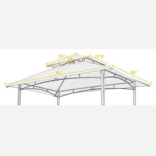 8x5 Ft Grill Gazebo Replacement Canopy - Brown Fabric