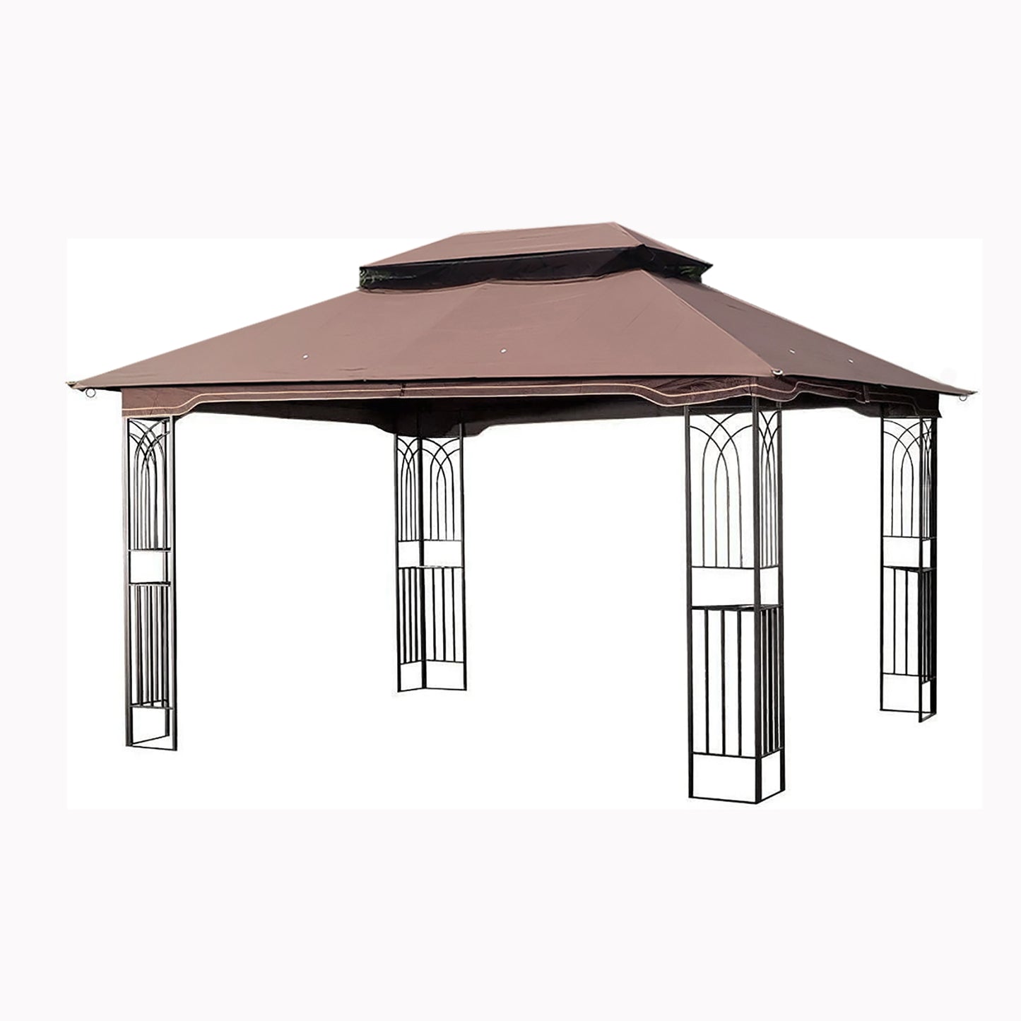 13x10 Brown Metal Patio Gazebo - Outdoor Shade Tent