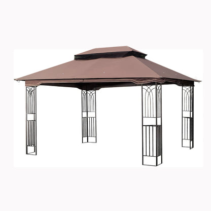 13x10 Brown Metal Patio Gazebo - Outdoor Shade Tent