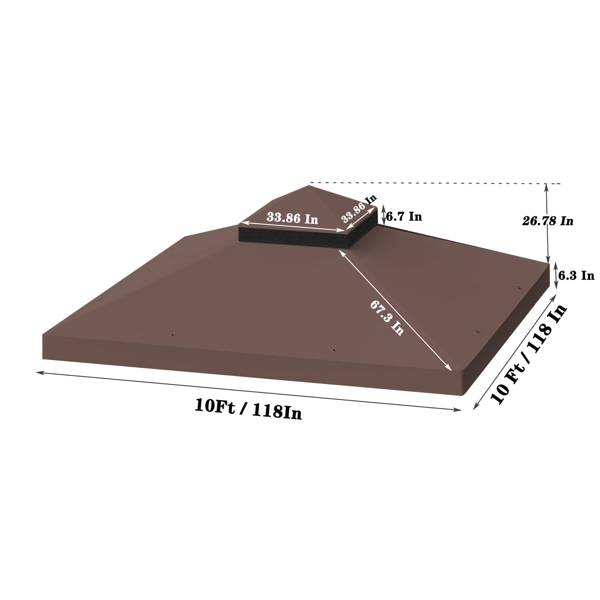 10x10 Ft Patio Gazebo Canopy - Coffee Fabric Replacement Top