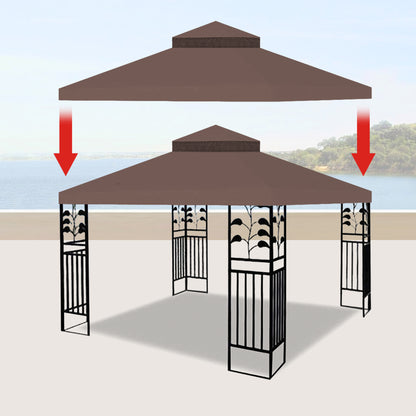 10x10 Ft Patio Gazebo Canopy - Coffee Fabric Replacement Top