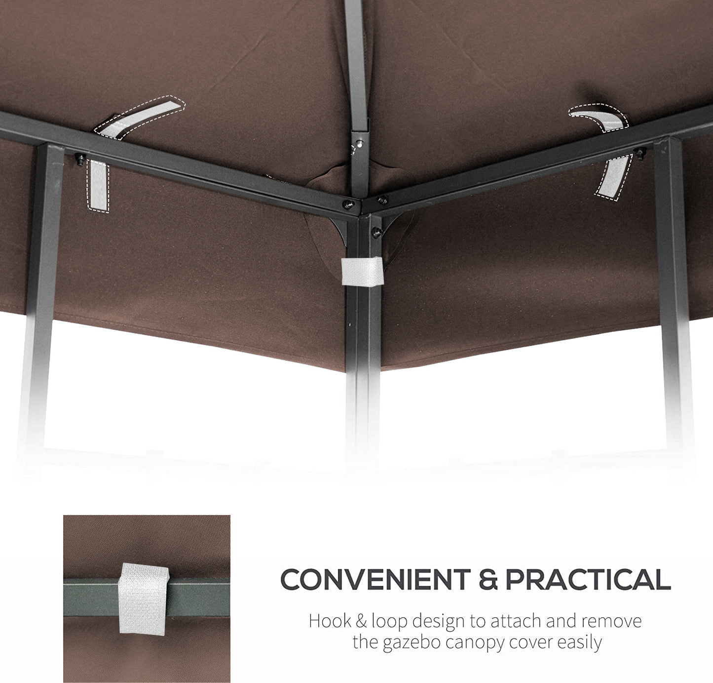 10x10 Ft Patio Gazebo Canopy - Coffee Fabric Replacement Top