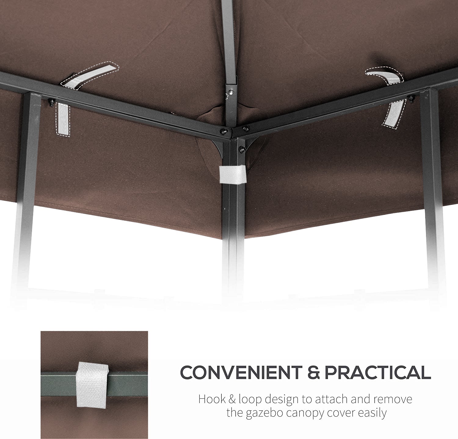 10x10 Ft Patio Gazebo Canopy - Coffee Fabric Replacement Top
